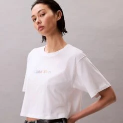 Calvin Klein T-shirt Crop White LV00QS7470 100 -Gagliotta calvint shirt 4