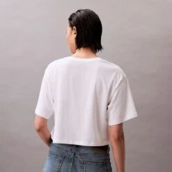 Calvin Klein T-shirt Crop White LV00QS7470 100 -Gagliotta calvint shirt 5